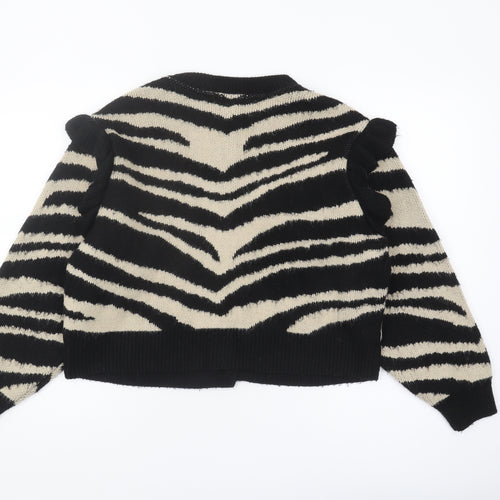 Topshop Women's Black Animal Print Cardigan S