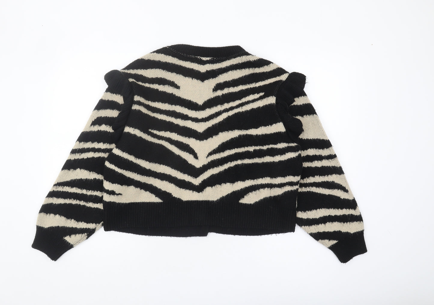 Topshop Women's Black Animal Print Cardigan S