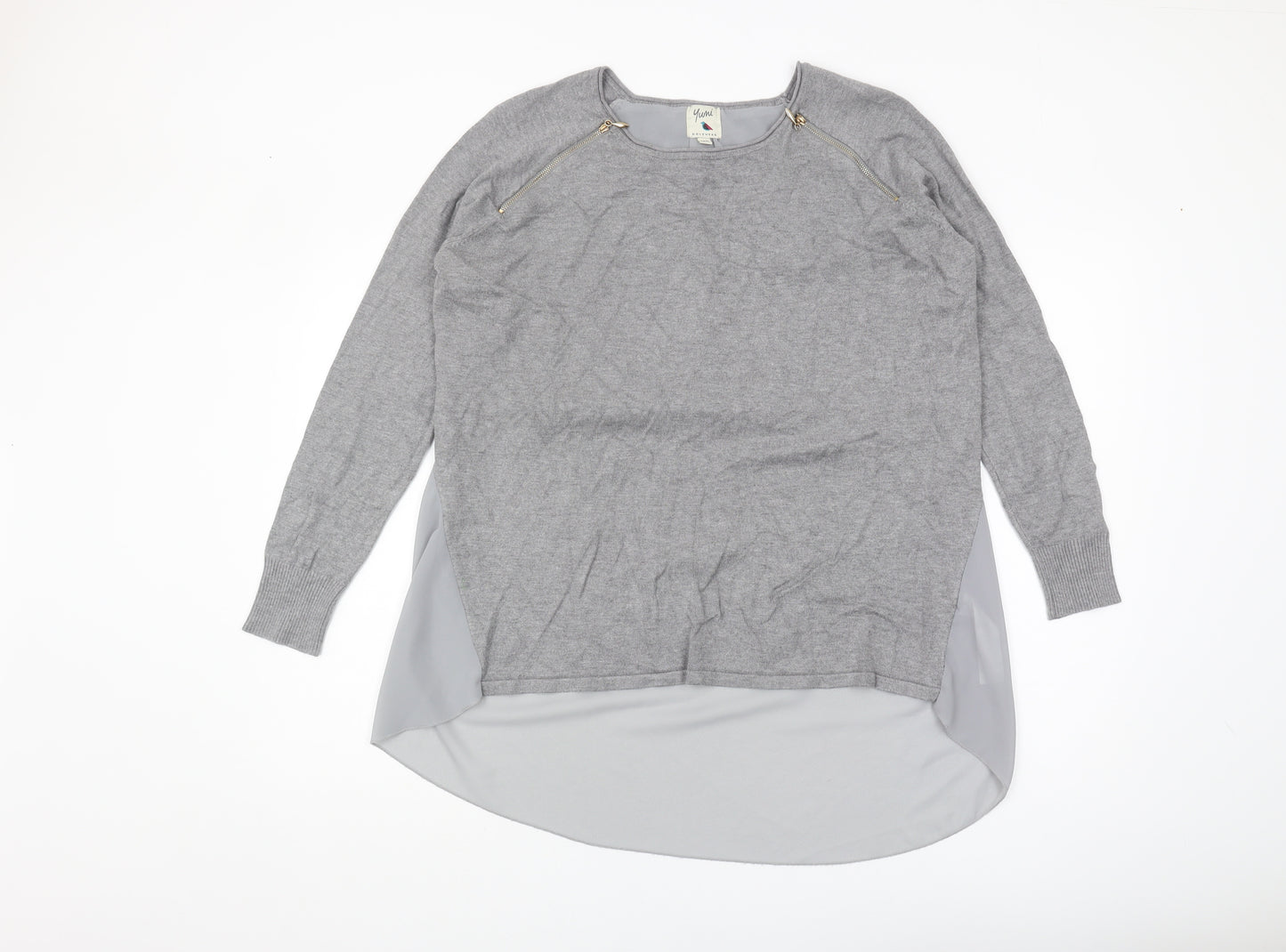 Yumi Women's Grey Long Sleeve Knit Jumper M