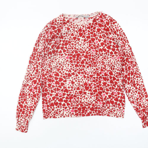 Oasis Women's Red Heart Pattern Pullover Jumper S