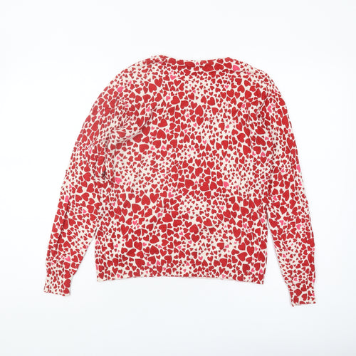 Oasis Women's Red Heart Pattern Pullover Jumper S