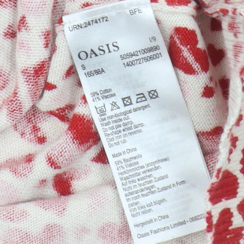 Oasis Women's Red Heart Pattern Pullover Jumper S