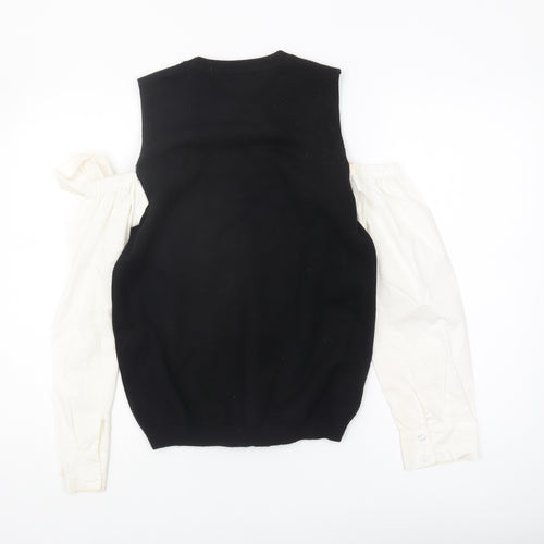 Jovonna Women's Black Knit Pullover - Bow Sleeveless S