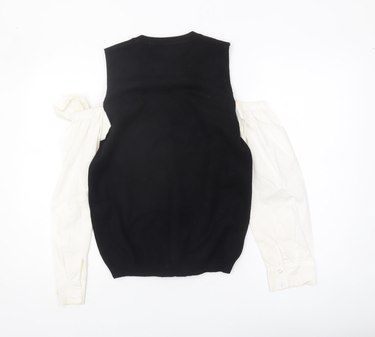 Jovonna Women's Black Knit Pullover - Bow Sleeveless S
