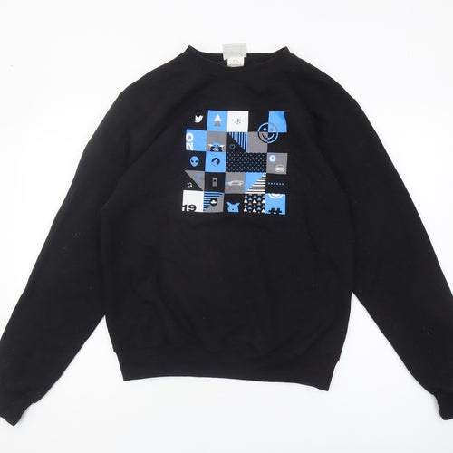 Champion Men's Black Graphic Print Pullover Sweatshirt, Size S