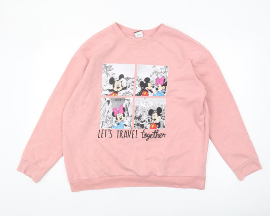 Front view of Disney at George Pink Sweatshirt Women M Cartoons