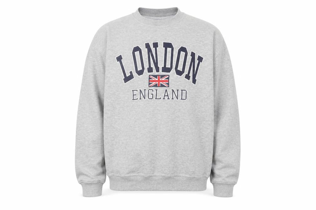 Front view of GWCC Men's Grey Graphic Print London Sweatshirt L