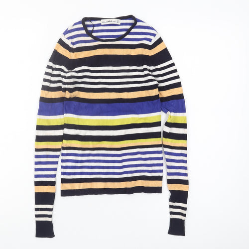 Zara Women's Multicoloured Striped Pullover Jumper, Size S