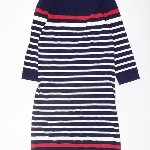 M&Co Women's Blue Striped Shift Dress Size 12