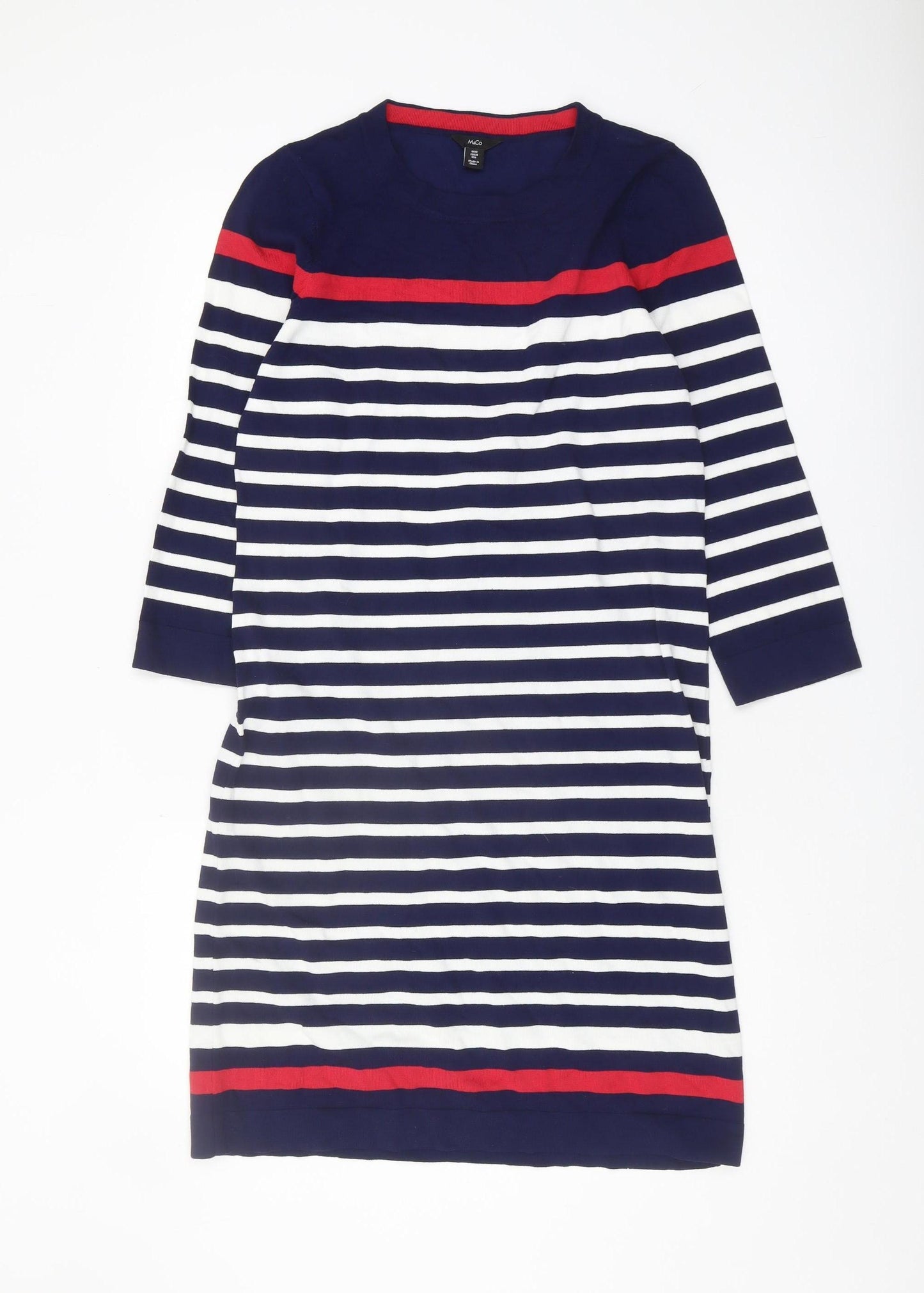 M&Co Women's Blue Striped Shift Dress Size 12