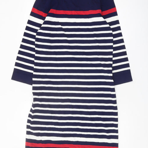 M&Co Women's Blue Striped Shift Dress Size 12