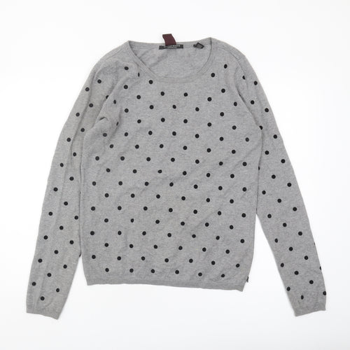 Maison Scotch Women's Grey Polka Dot Jumper, Size 14