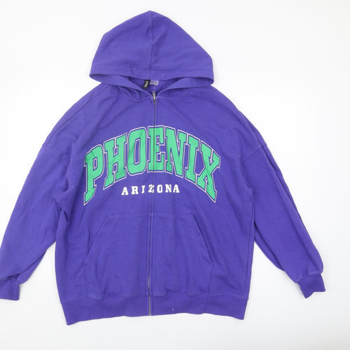 H&M Unisex Purple Hoodie, Size 12, Logo, Casual Zip