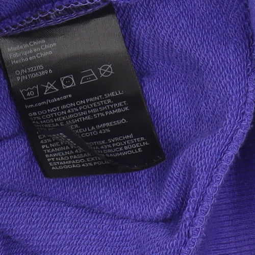 H&M Unisex Purple Hoodie, Size 12, Logo, Casual Zip