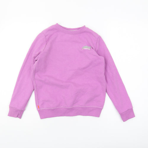 Superdry Girls Purple Pullover Sweatshirt 7 Years Logo Casual