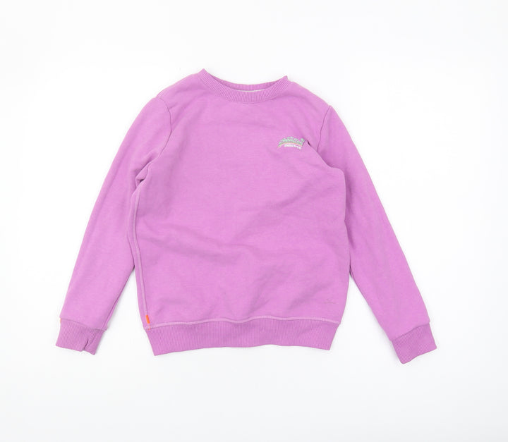 Superdry Girls Purple Pullover Sweatshirt 7 Years Logo Casual