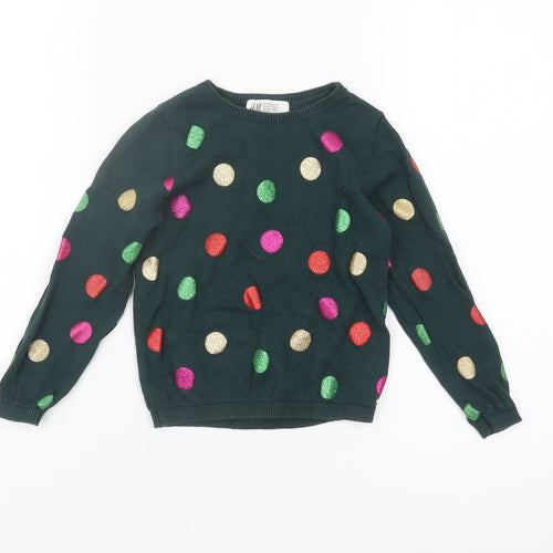 H&M Girls Multicoloured Polka Dot Pullover Jumper, 3-4 Years