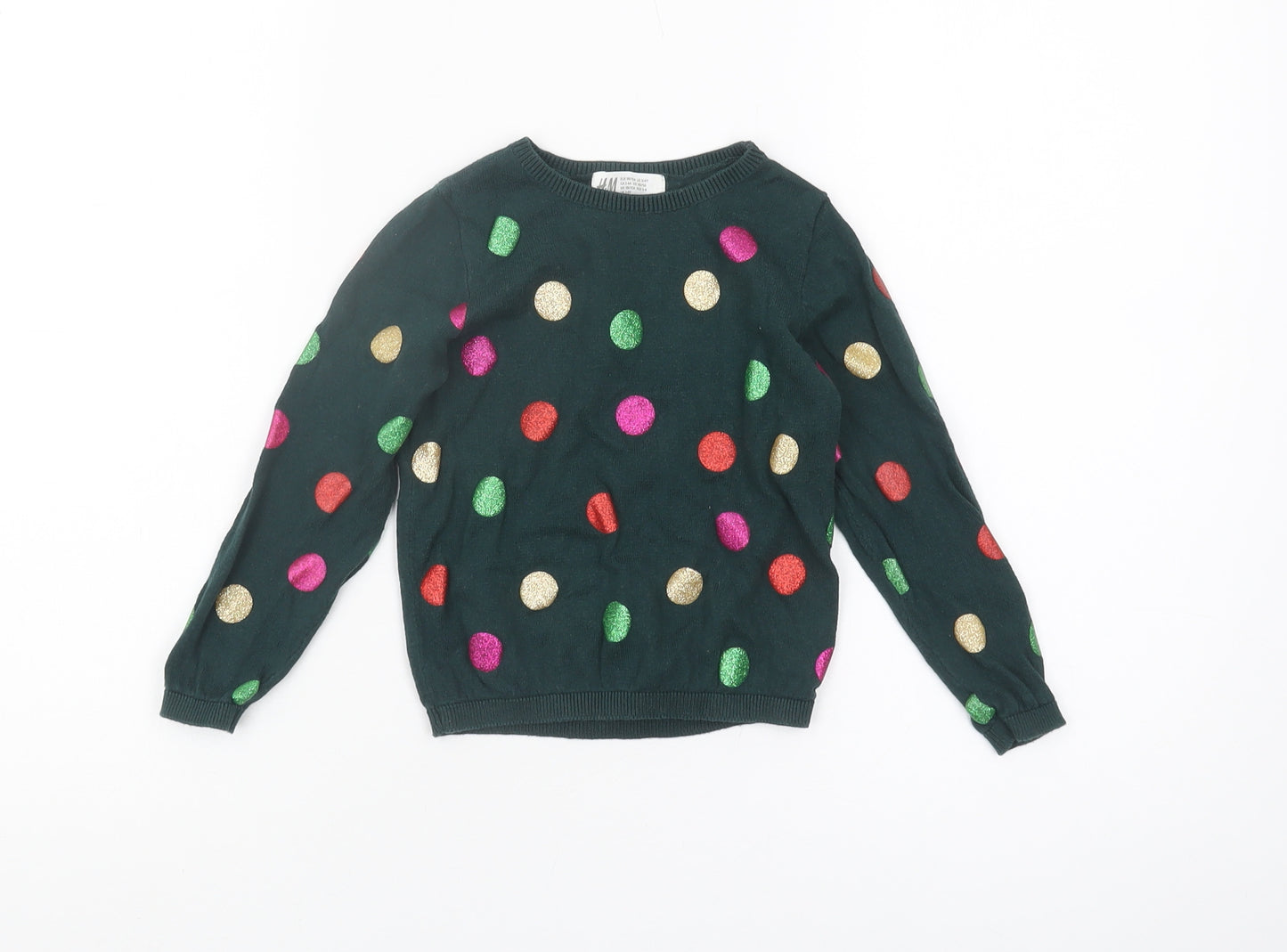 H&M Girls Multicoloured Polka Dot Pullover Jumper, 3-4 Years