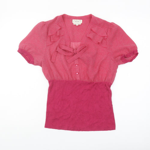 Next Women's Red Blouse Size 12 Short Sleeve