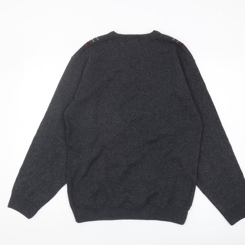 FOX LAND Men's Grey V-Neck Pullover Jumper L