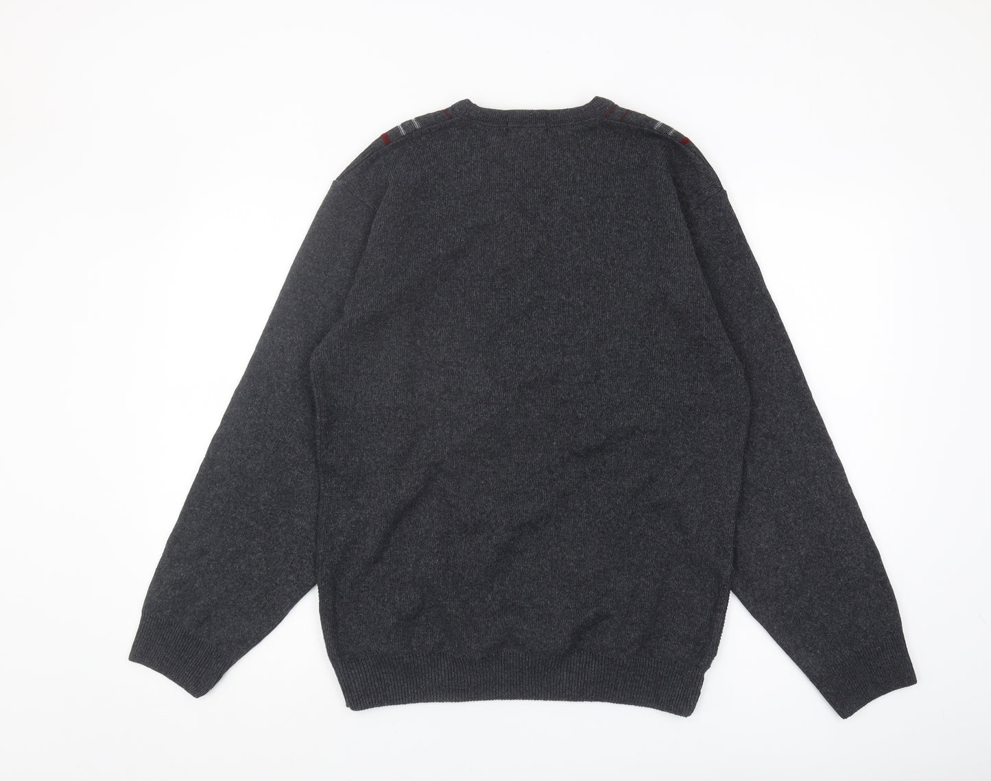 FOX LAND Men's Grey V-Neck Pullover Jumper L