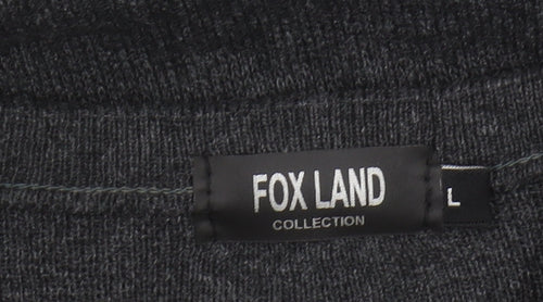 FOX LAND Men's Grey V-Neck Pullover Jumper L