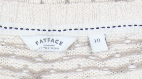 FatFace Women's Ivory Floral Knit Pullover Jumper Size 10