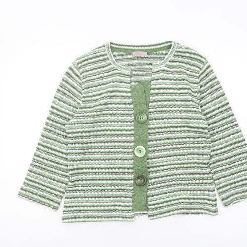 Marks and Spencer Women’s Green Striped Cardigan M