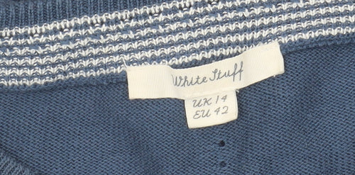 White Stuff Women's Blue Striped Cardigan Size 14