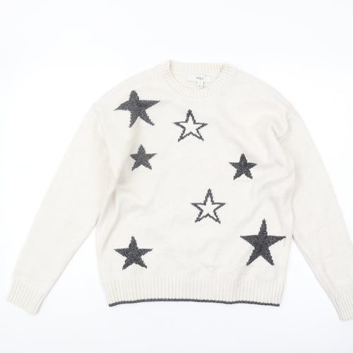 Marks and Spencer Women's Ivory Star Jumper S, Casual Knit