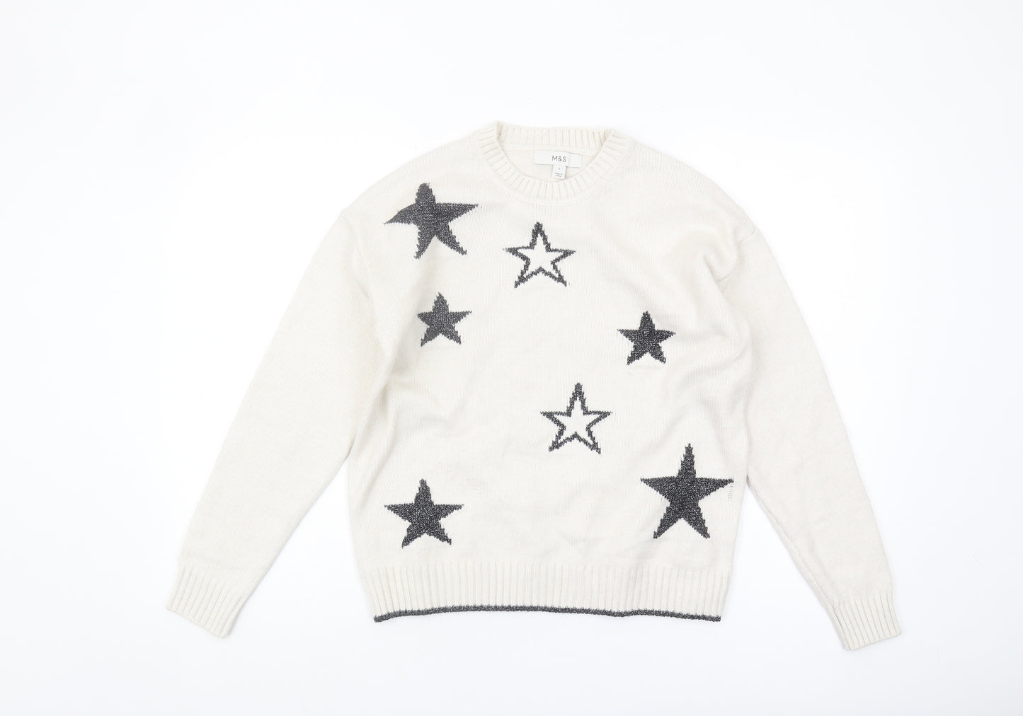 Marks and Spencer Women's Ivory Star Jumper S, Casual Knit