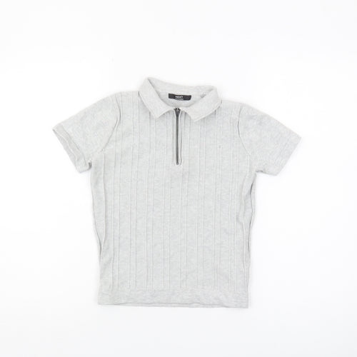Next Boys Grey Zip Polo Jumper, 8 Years