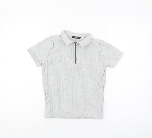 Next Boys Grey Zip Polo Jumper, 8 Years