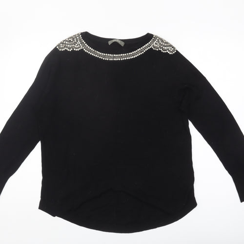 Oasis Women's Black Beaded Pullover Jumper, Size S