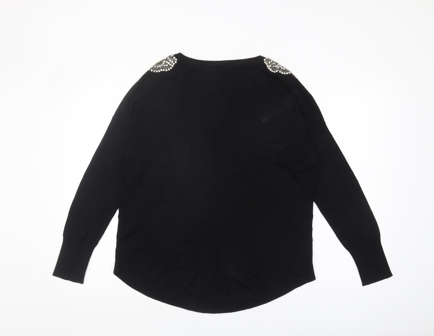 Oasis Women's Black Beaded Pullover Jumper, Size S