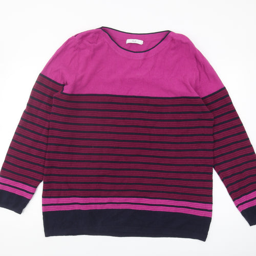Isle Women’s Pink Striped Pullover Jumper Size L