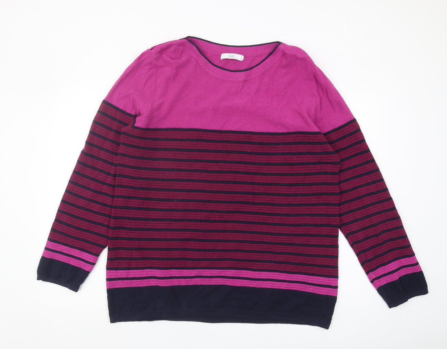 Isle Women’s Pink Striped Pullover Jumper Size L