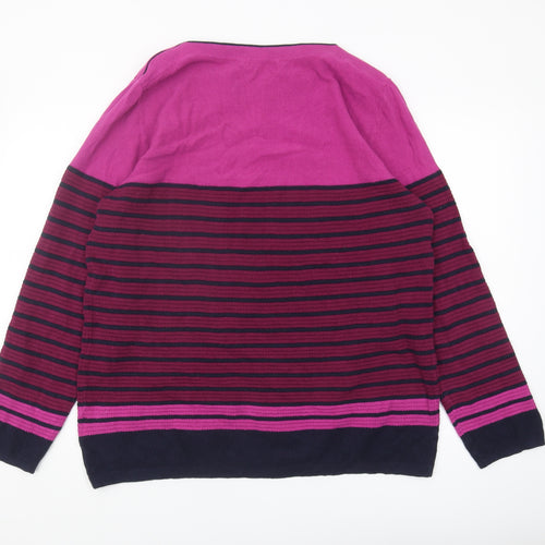Isle Women’s Pink Striped Pullover Jumper Size L