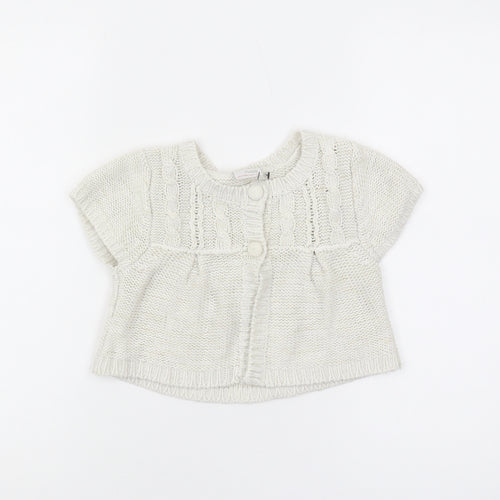 Next Girls White Short Sleeve Cardigan, Size 3-4 Years