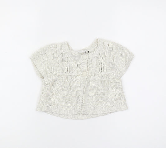 Next Girls White Short Sleeve Cardigan, Size 3-4 Years