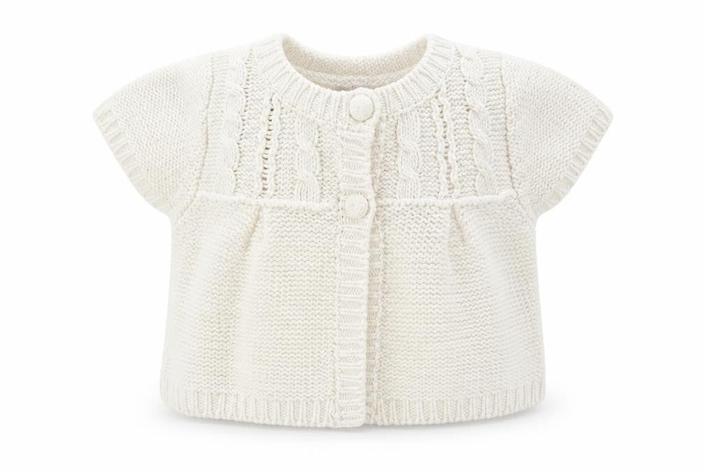 Next Girls White Short Sleeve Cardigan, Size 3-4 Years