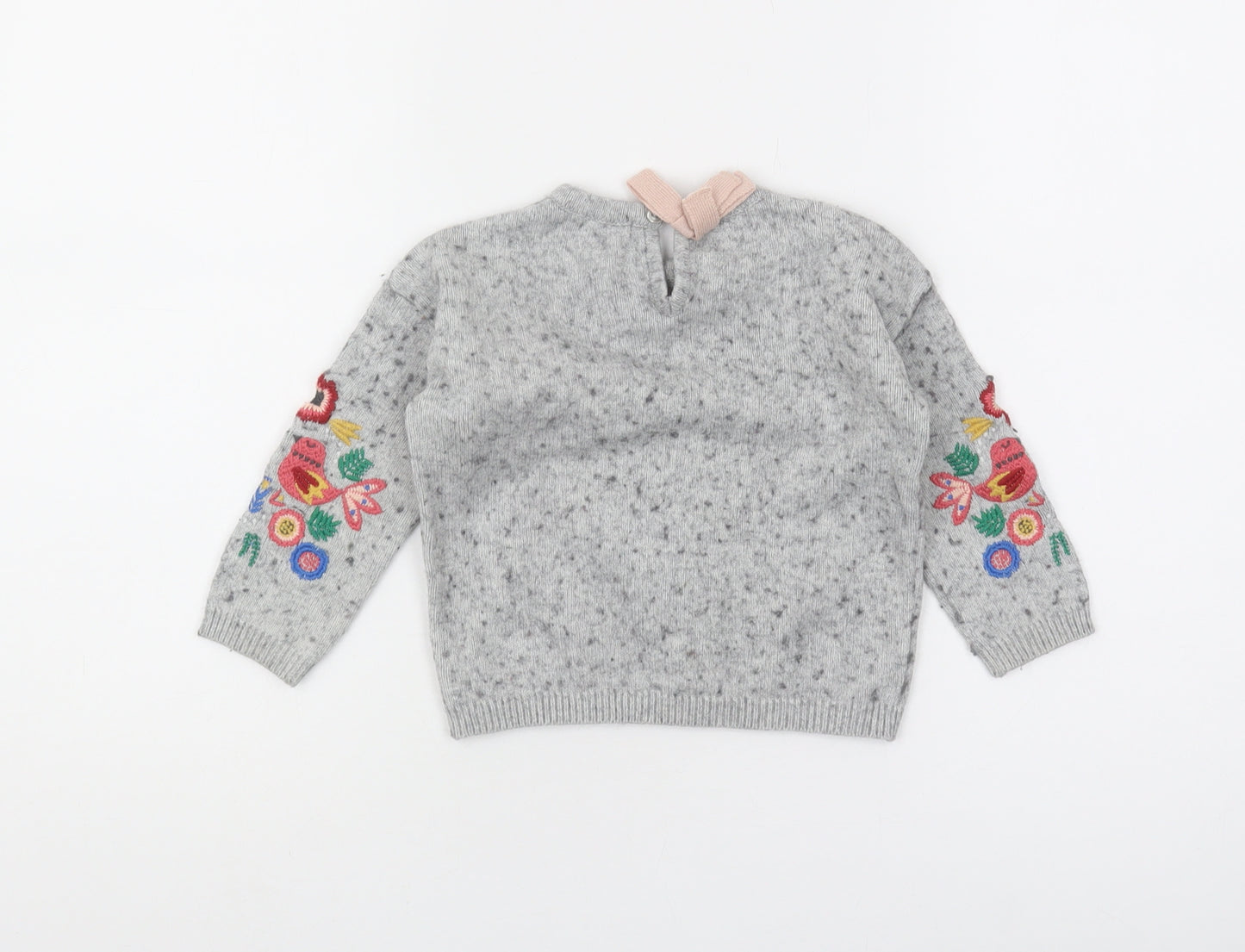 John Lewis Grey Embroidered Girls Pullover Jumper, Age 2 Years