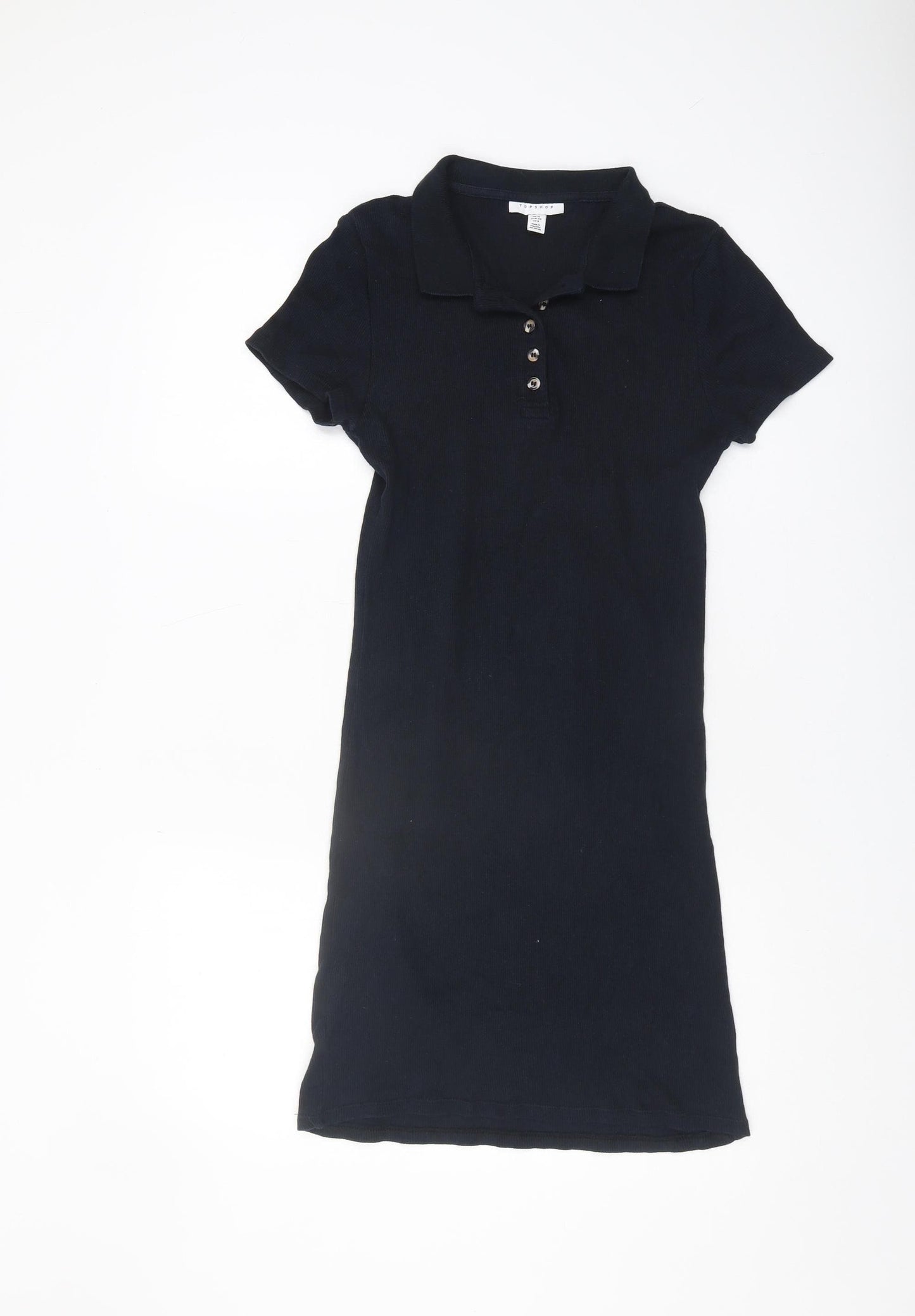 Topshop Women's Black Collared Shirt Dress Size 12