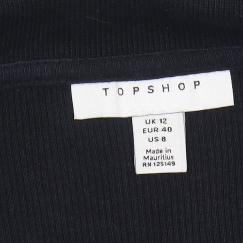 Topshop Women's Black Collared Shirt Dress Size 12