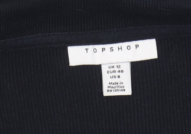 Topshop Women's Black Collared Shirt Dress Size 12