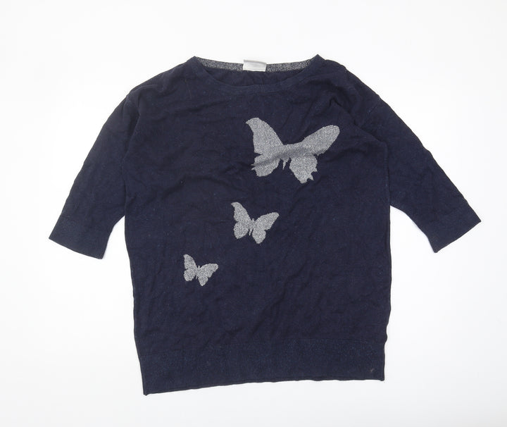 Wallis Women's Blue Butterfly Pullover Jumper M