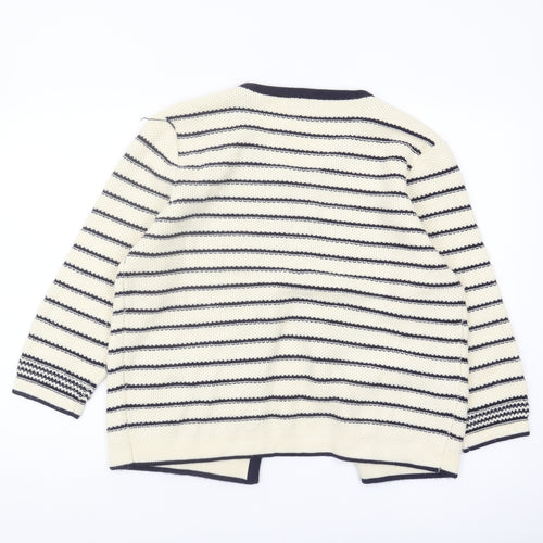 Cotton Traders Women's Ivory Striped Cardigan Size 14