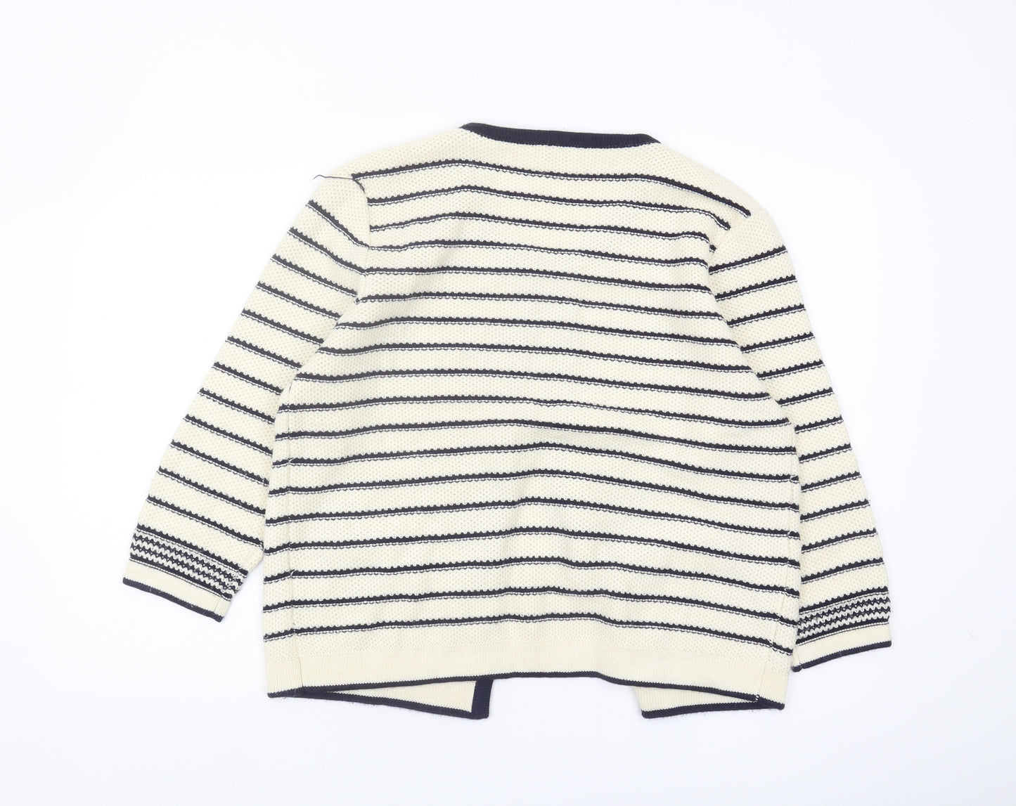 Cotton Traders Women's Ivory Striped Cardigan Size 14