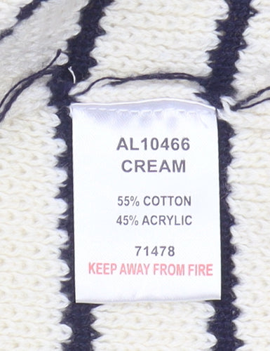 Cotton Traders Women's Ivory Striped Cardigan Size 14
