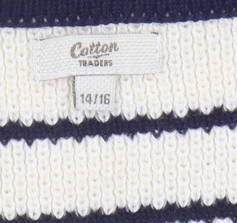 Cotton Traders Women's Ivory Striped Cardigan Size 14